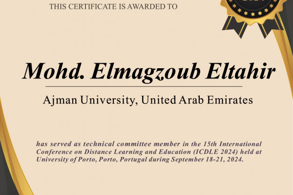 Dr. Mohamed Eltahir Awarded Best Presentation at ICDLE 2024