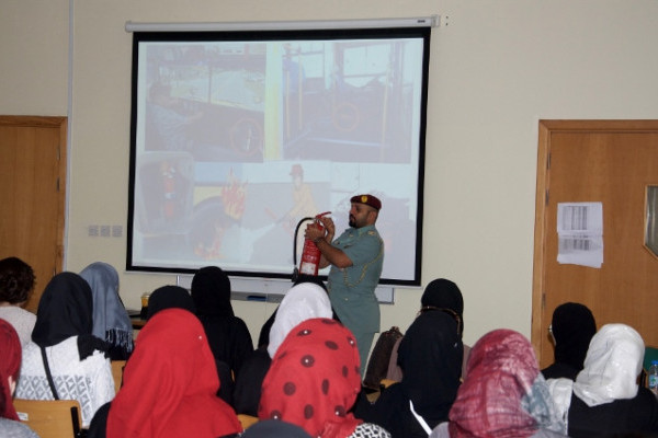 Ajman Civil Defense Holds Awareness Campaigns for Ajman University Students