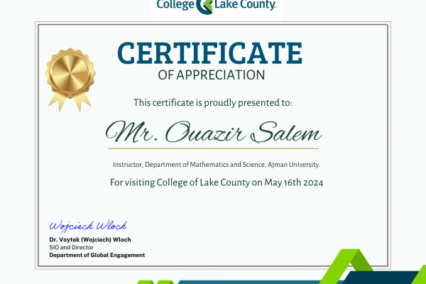 Mr. Ouazir Salem’s Academic Visit to College of Lake County
